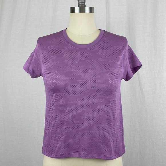 lululemon athletica Tops - Lululemon Train to Be Short Sleeve Shirt in Camo Dot Camo Wisteria Purple